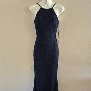 Navy Lace Formal Maxi Dress. XS